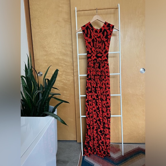 Plenty by Tracey Reese Fabiona Red & Black Floral Maxi Dress, Anthropologie XS - Picture 1 of 6